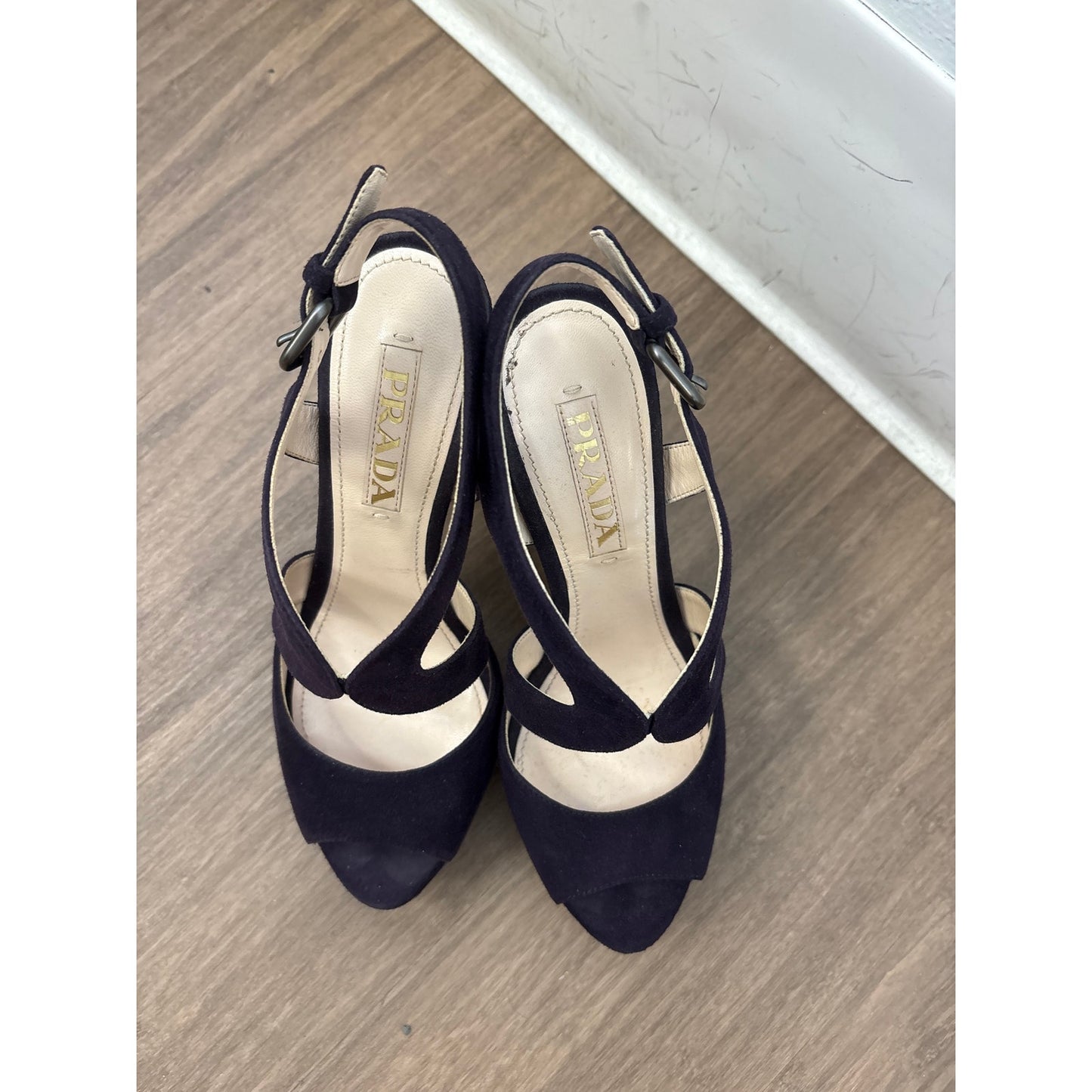 Prada Maroon Suede Peep Toe Stilleto Platform Shoe Sz 36