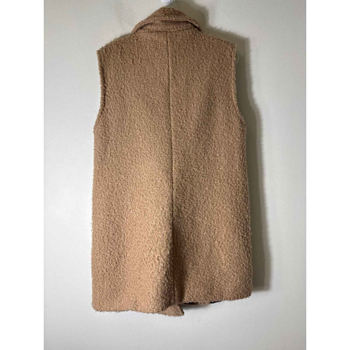 Zara Wooly Tan Sleeveless Coat Sz M
