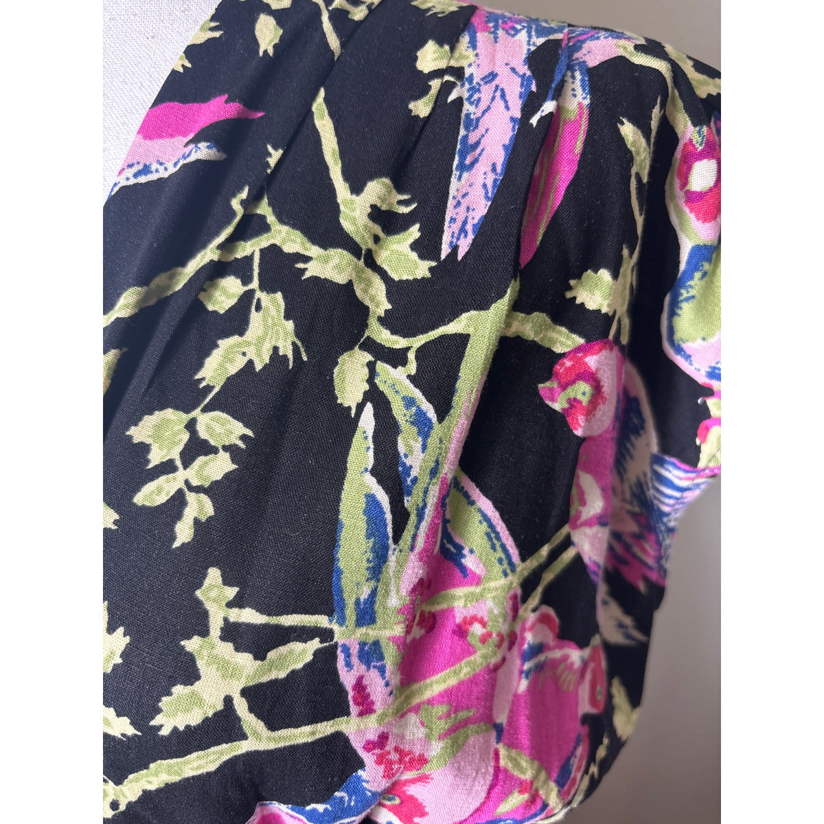 Derek Lam IO Crosby Black Pink Birds Cap Sleeve Knee Length Dress Sz 6