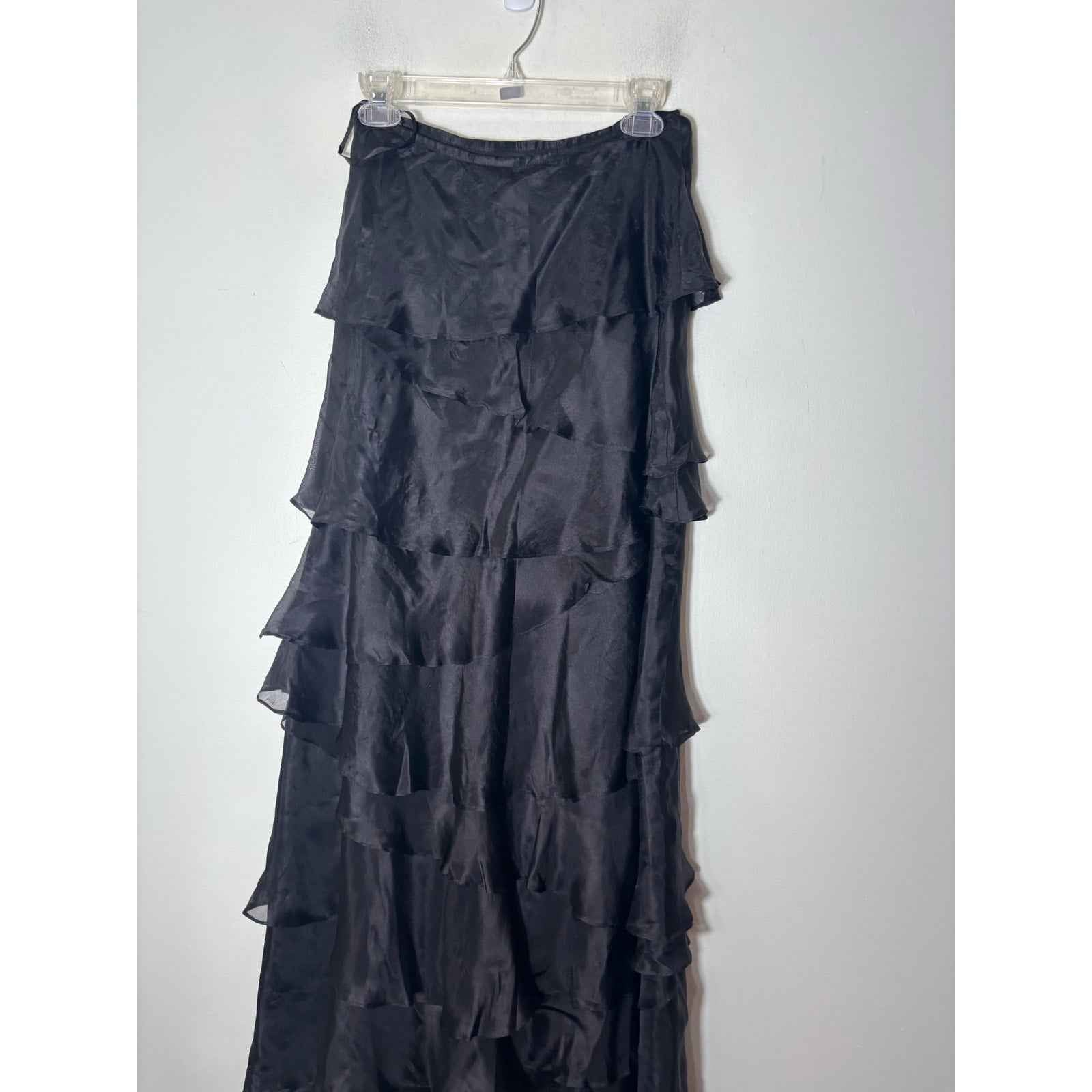 Veronique Young for W Black Tiered Ruffle Skirt Sz 6