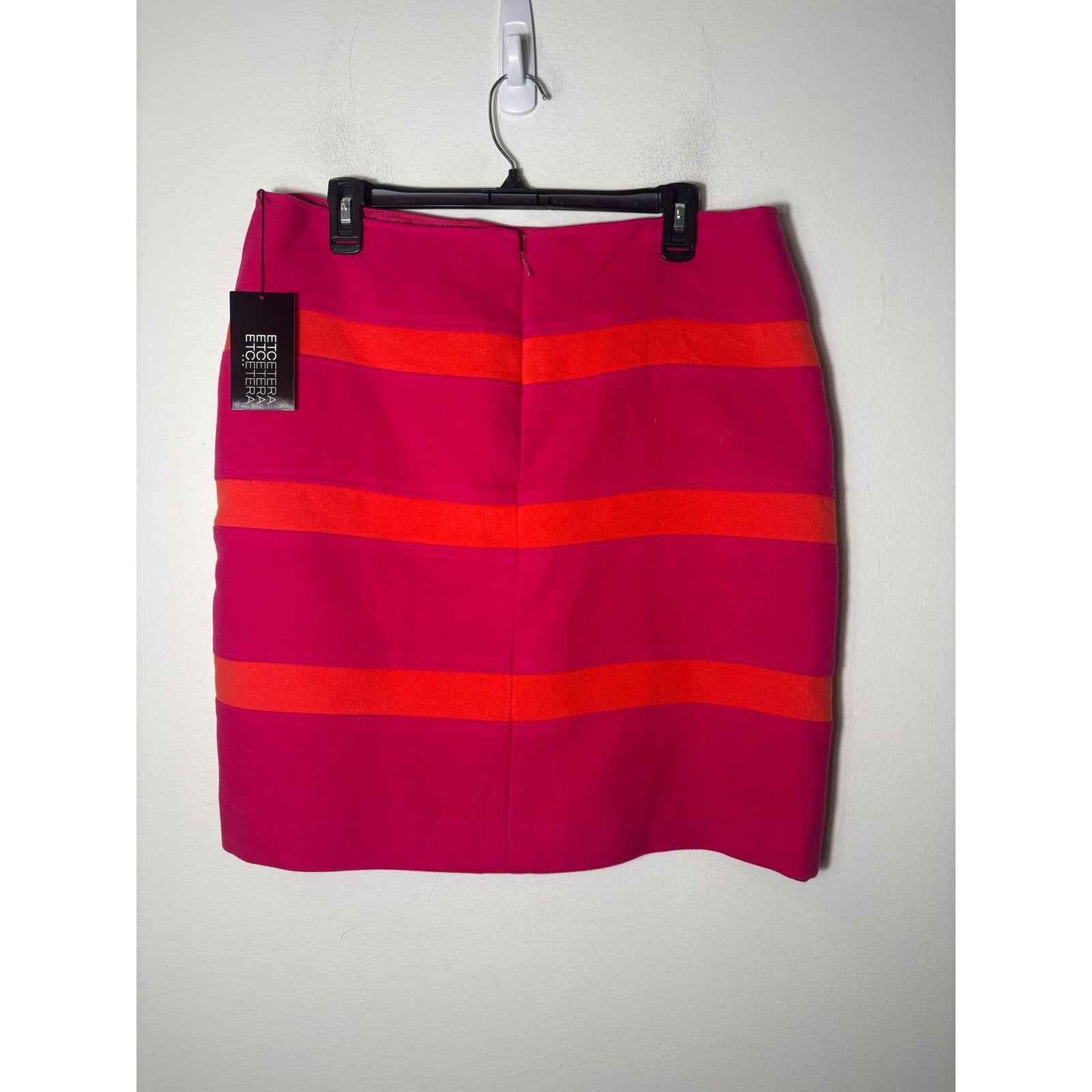 NWT Etcetera Hot Pink and Orange Zip Up Mini Skirt Sz 14