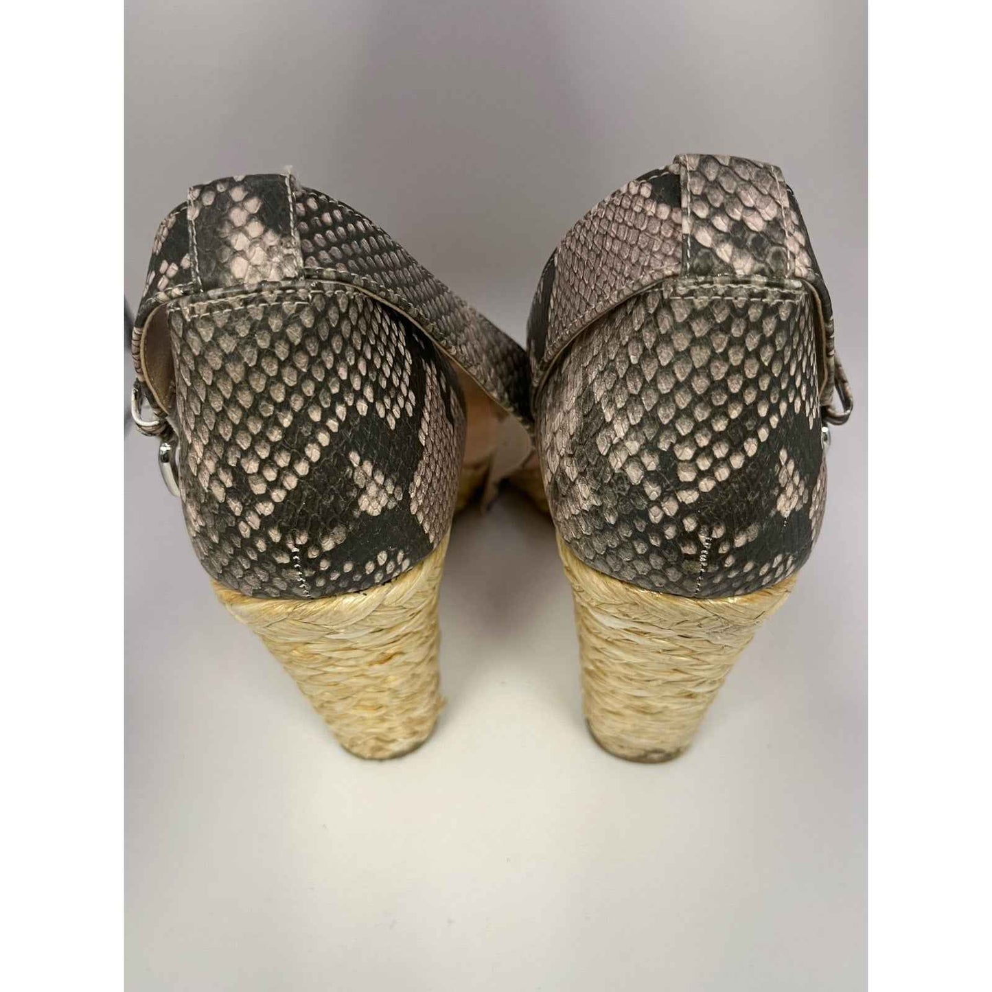 Dolce Vita Gray Snakeskin Nude Wedge Sandals Sz 9.5
