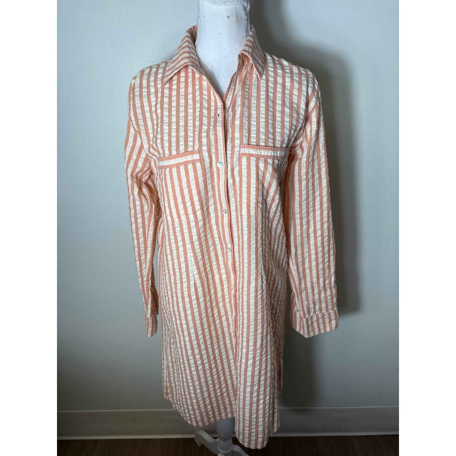 NWT Roller Rabbit Coral Stripe Shirt Dress Sz S