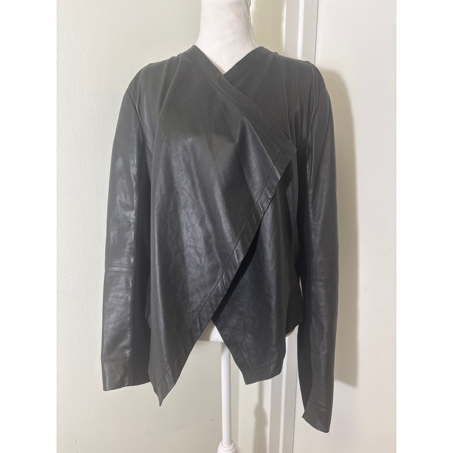 Halogen 100% Leather Open Front Jacket Sz L