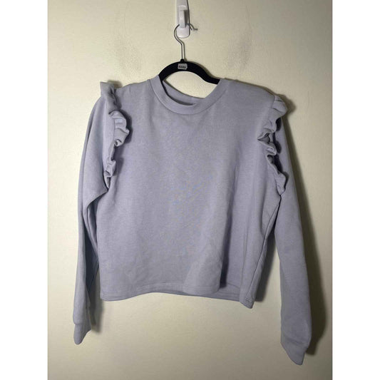 Zara Pale Purple Long Sleeve Sweatshirt with Ruffle Detailing Sz L