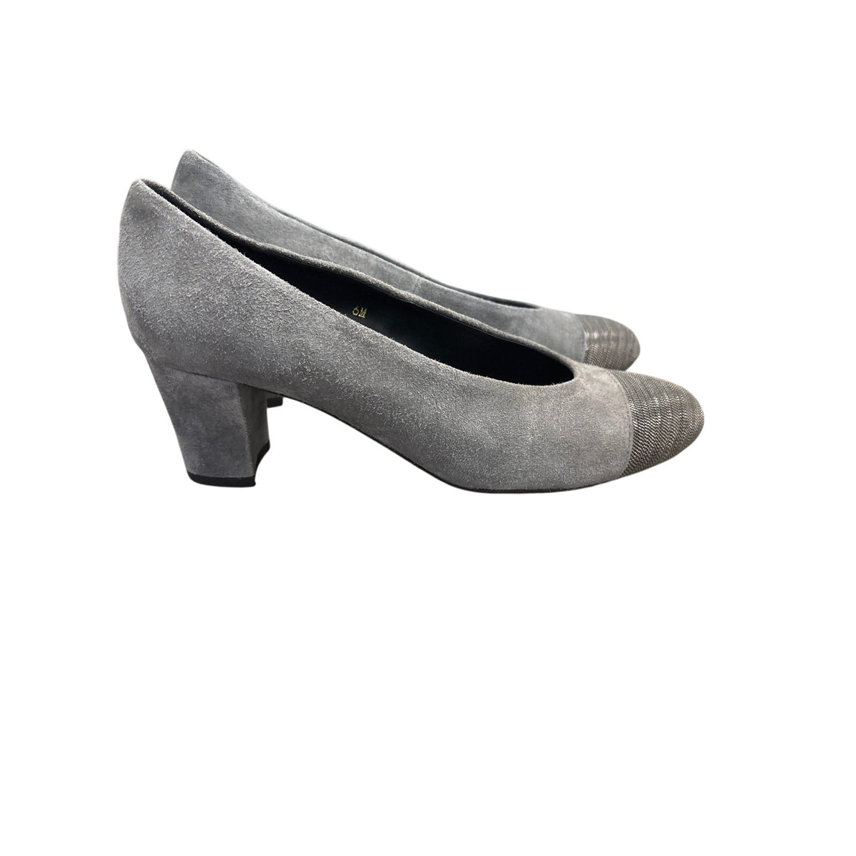 Vaneli Dark Grey Suede Closed Toe Pump with 2" Heel Sz 6