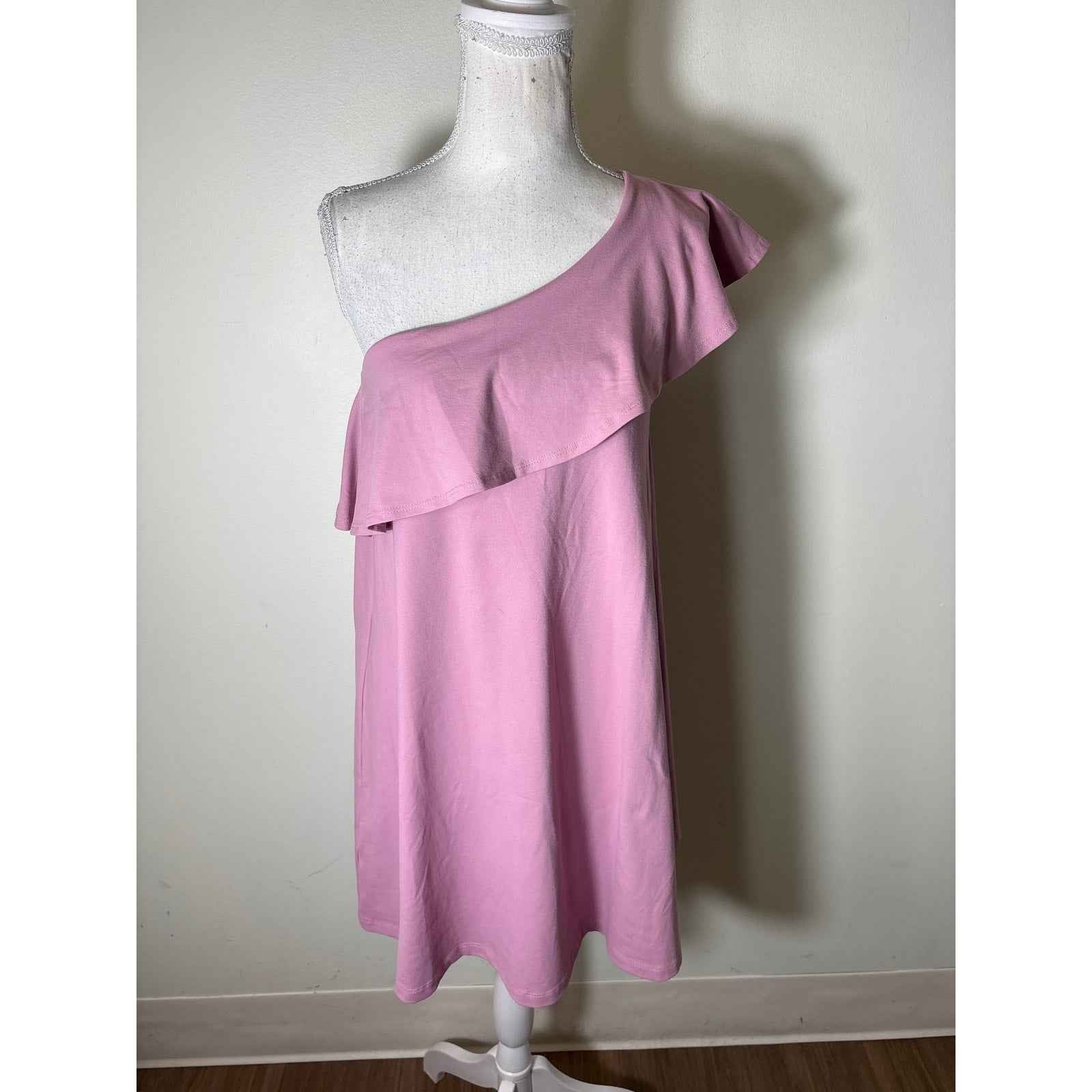 Susana Monoco Pinkish Purple One Shoulder Ruffle Mini Dress Sz S