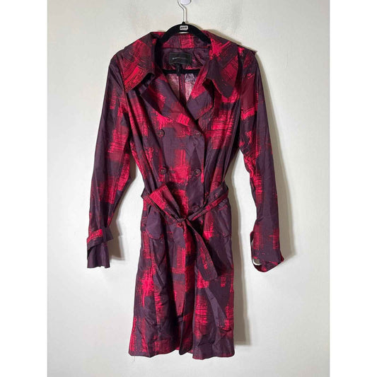 BCBG Crimson Brush Stroke Trench Coat Sz S