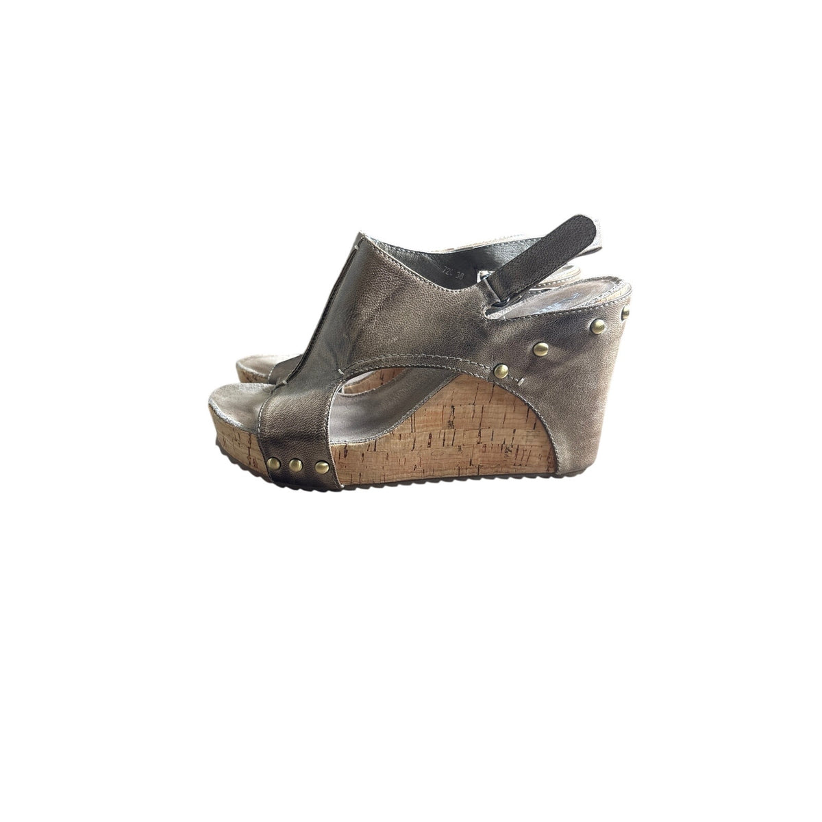Antelope Brown Gray Leather Cork Schedule Wedges Sz 38 (7.5)