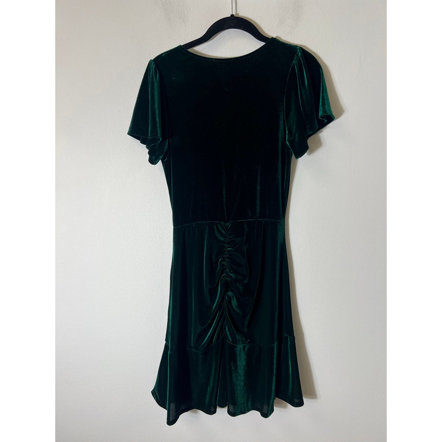 Aqua Green Velvet V Neck Dress Fits like girls Sz 14