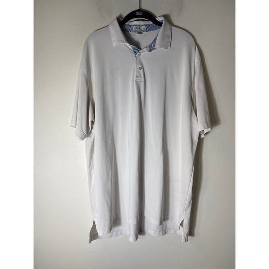 Men's Peter Millar White short Sleeve Golf Shirt Sz XL