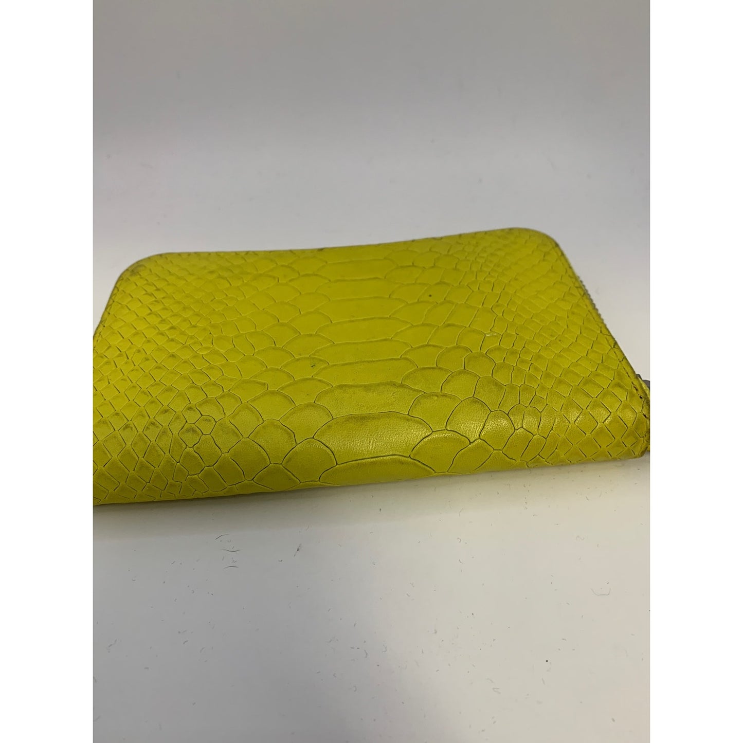 Gigi New York Yellow Crocodile Print Leather Wristlet