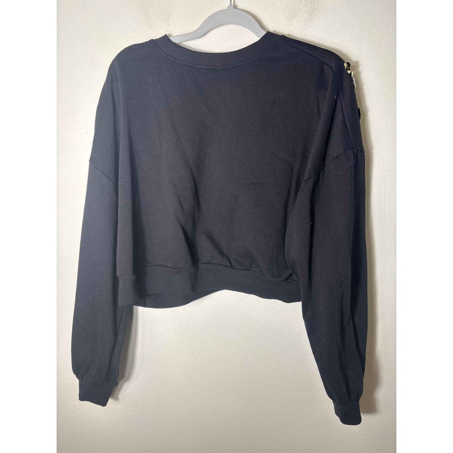 Open Edit Black Long Sleeve Crop Sweatshirt Sz L