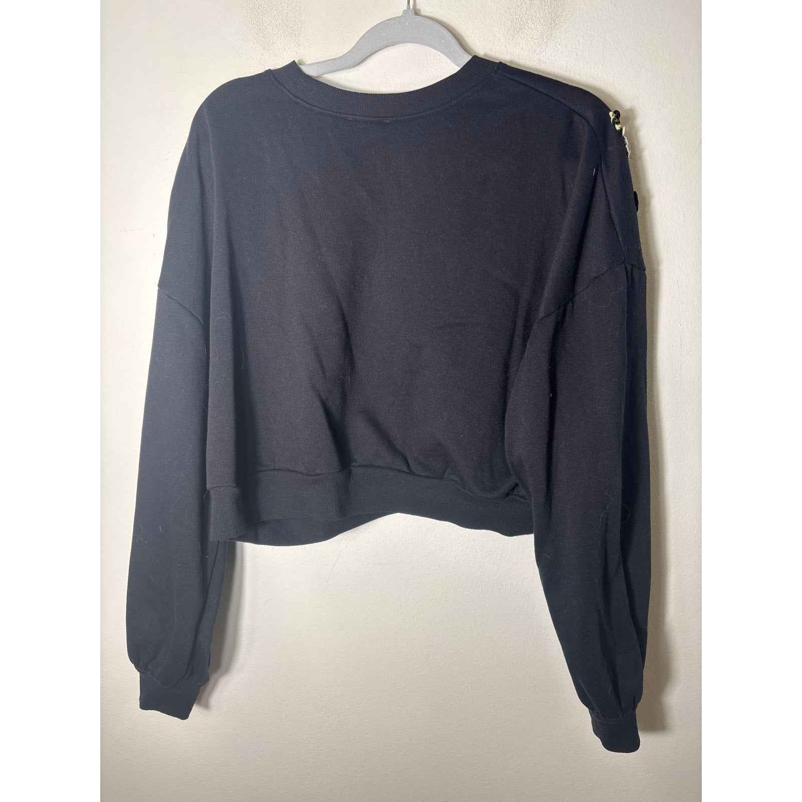 Open Edit Black Long Sleeve Crop Sweatshirt Sz L