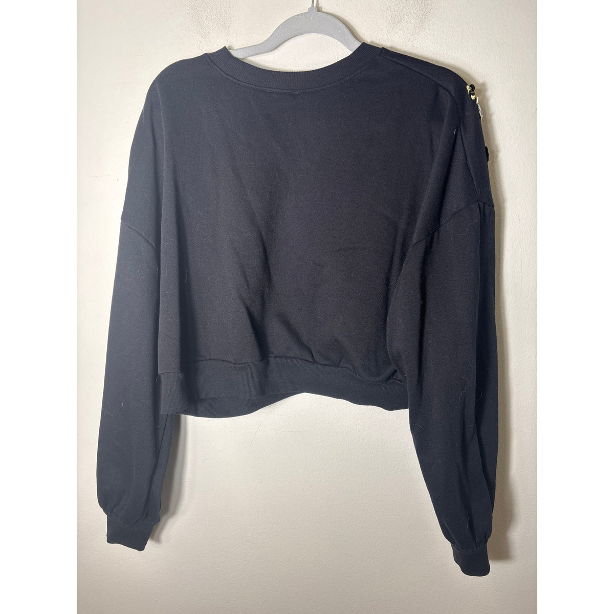 Open Edit Black Long Sleeve Crop Sweatshirt Sz L