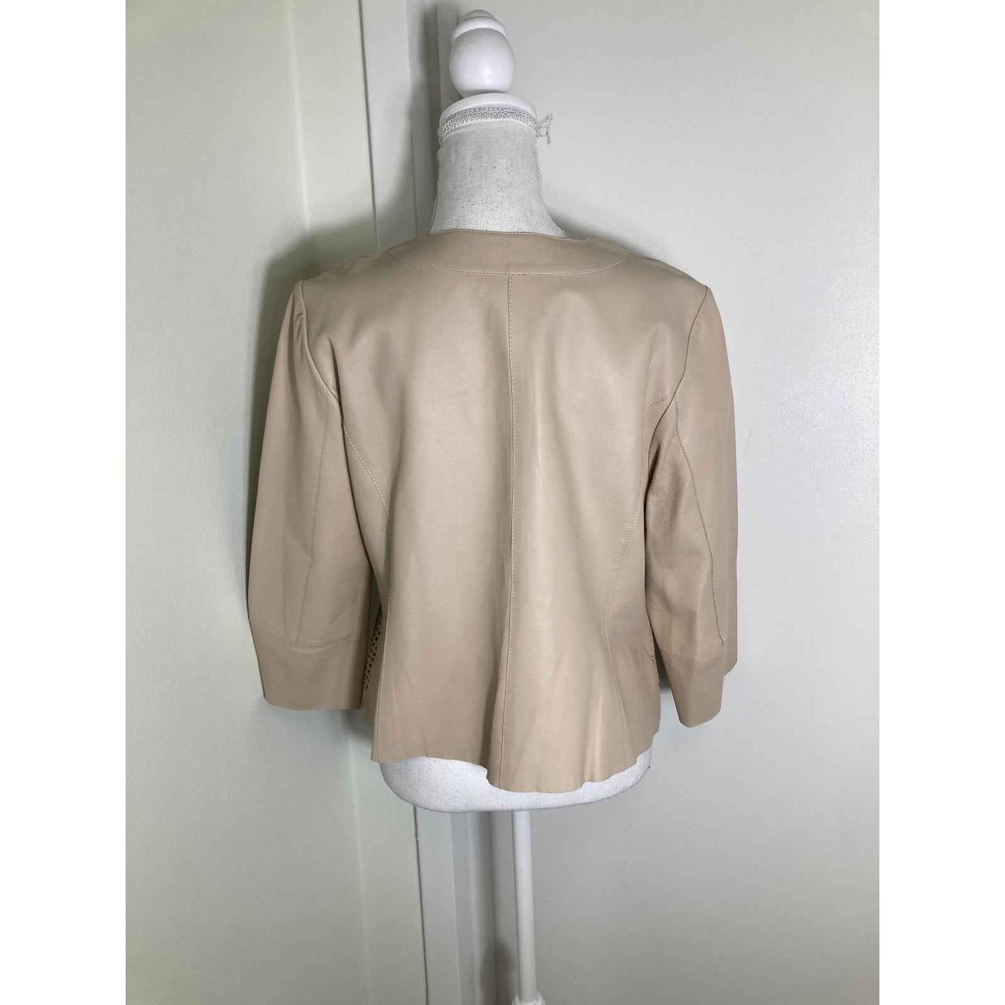 J'Envie Cream Genuine Leather Perforated Jacket Sz M