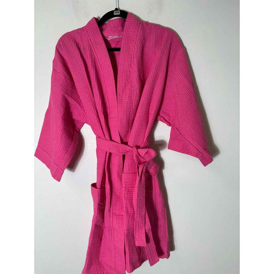 Spa Hot Pink Waffle Robe Sz One Size