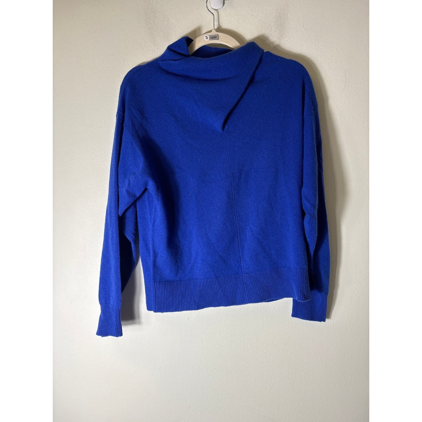 Ex Voto Cashmere Cobolt Blue Twist Neck Long Sleeve Sweater Sz S