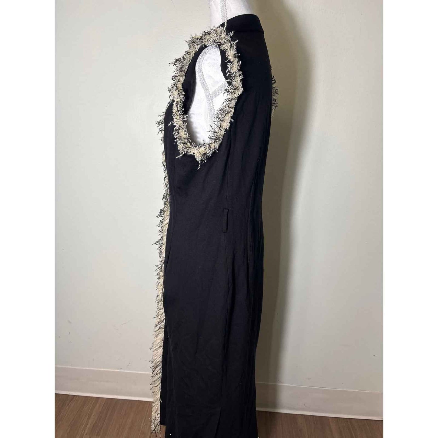 Pearl by Lela Rose Black Sleeveless Button Up Long Dress Sz 10