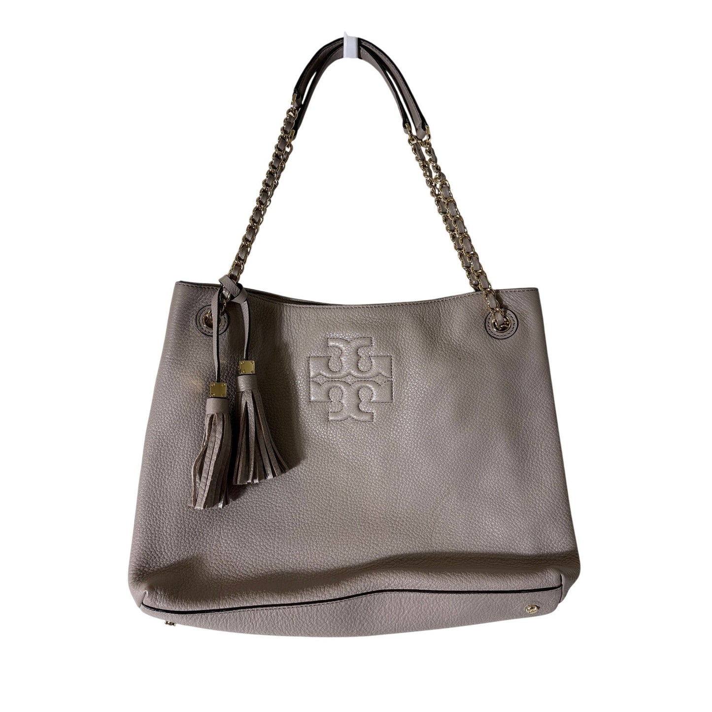 Tory Burch Gray Soft Pebbled Leather Bag Sz 13"x10"