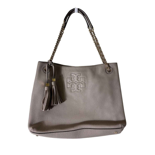 Tory Burch Gray Soft Pebbled Leather Bag Sz 13"x10"