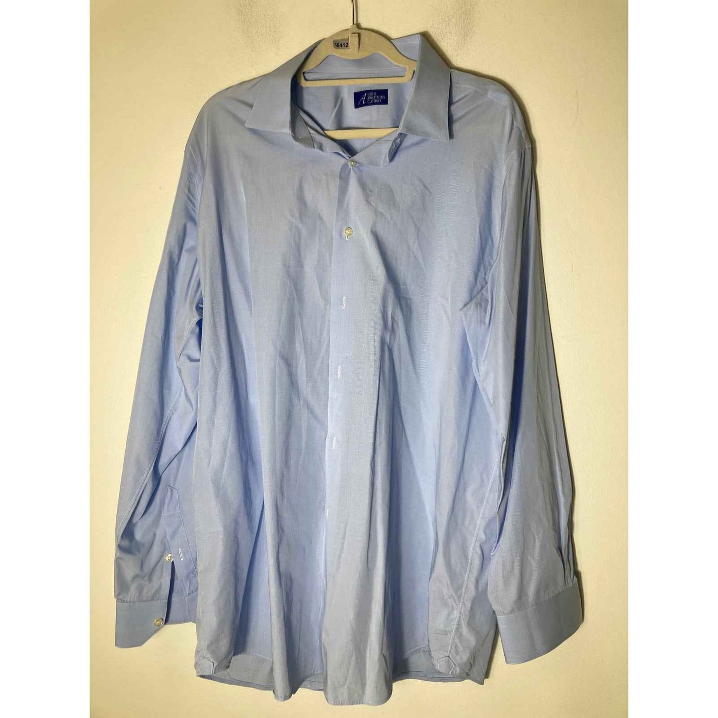 Men's John Armstrong Clothier Light Blue Long Sleeve Button Up Dress Shirt Sz XL