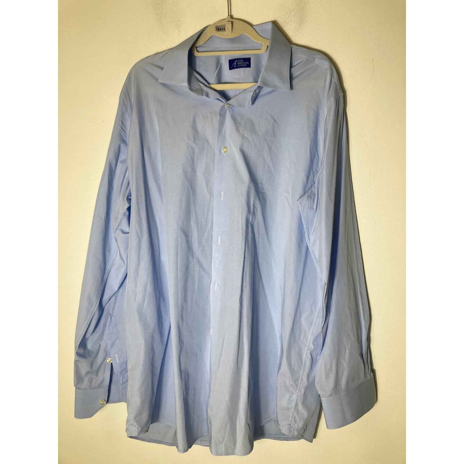 Men's John Armstrong Clothier Light Blue Long Sleeve Button Up Dress Shirt Sz XL