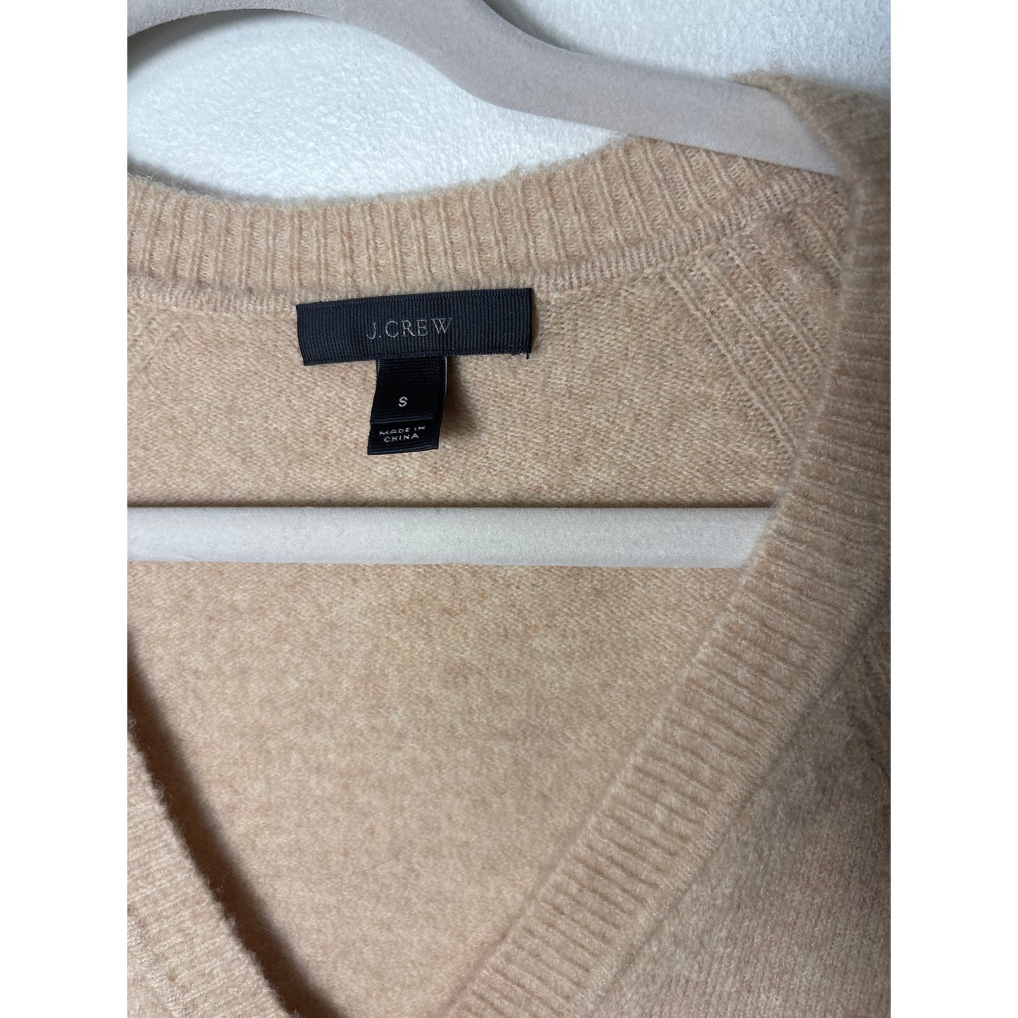 J. Crew Tan Long Sleeve V-Neck Knit Sweater Sz S