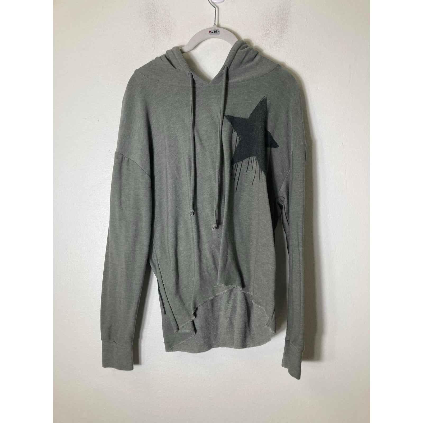 Chaser Hunter Green Black Star Long Sleeve Hooded Sweatshirt Sz L