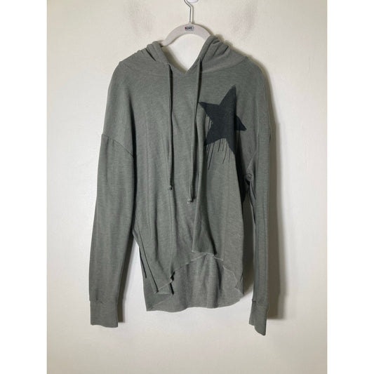 Chaser Hunter Green Black Star Long Sleeve Hooded Sweatshirt Sz L