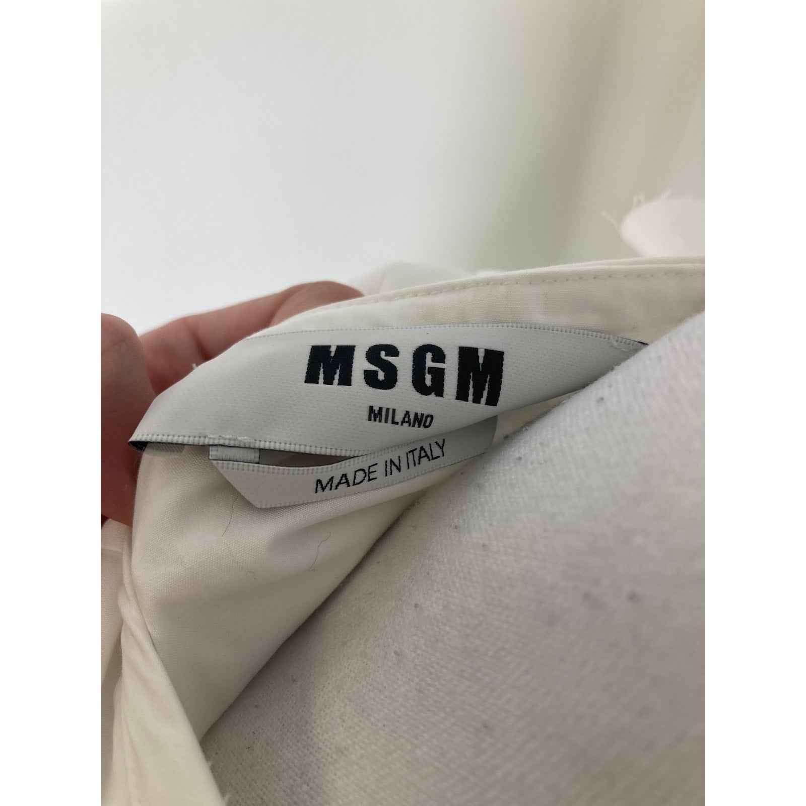 MSGN Milano White Cotton Long Sleeve Tie Front Ruffle Top