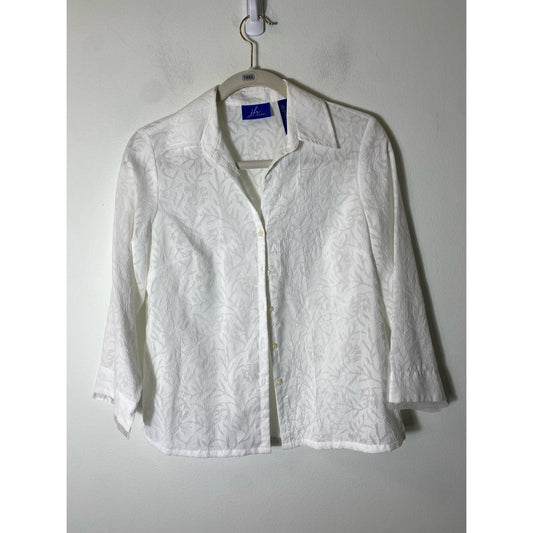 J.H. Collectibles White Long Sleeve Button Up Shirt Sz S