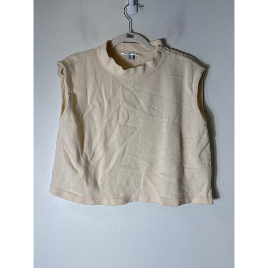 St. John Cream Cropped Sweater Sleeveless Top Sz XL