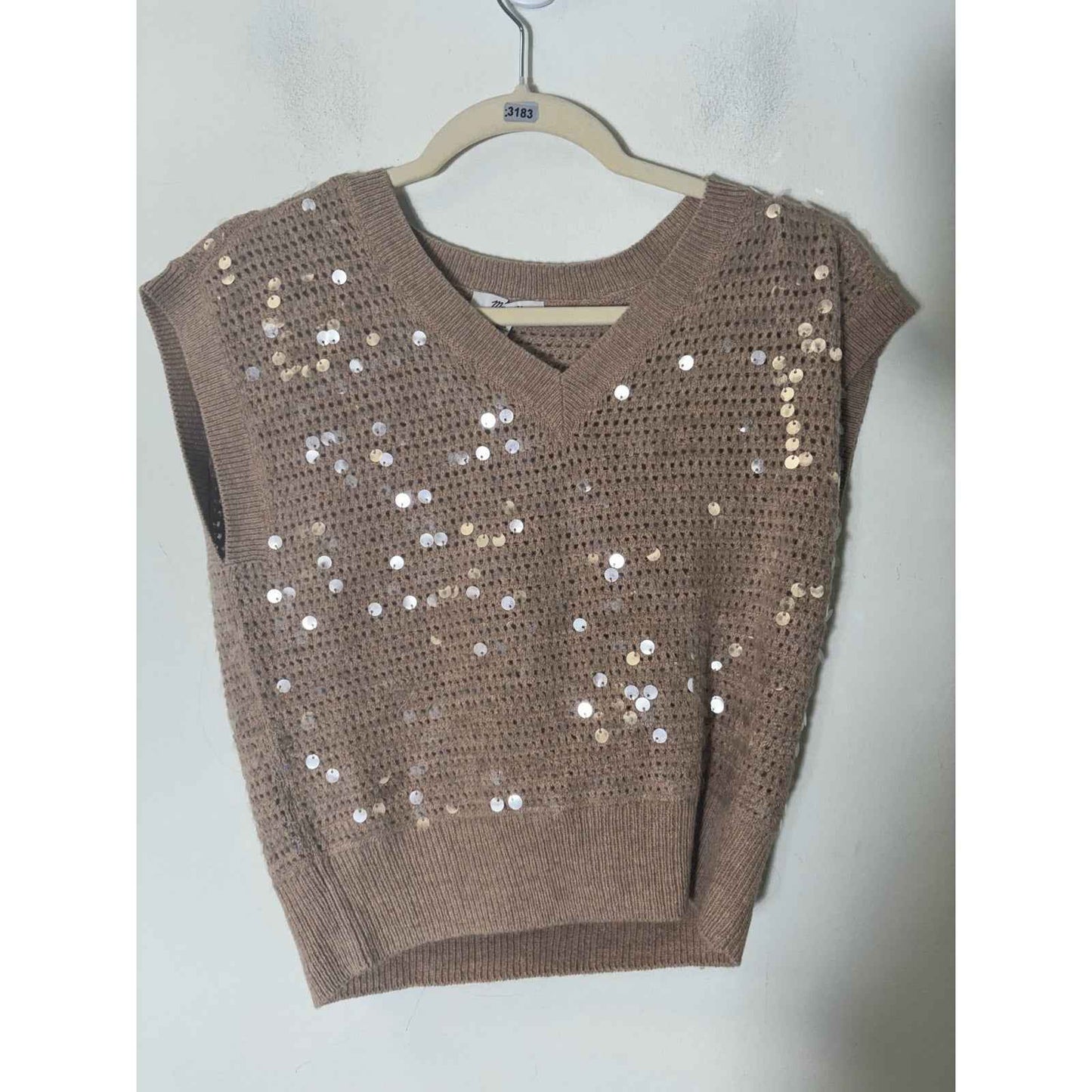 Madewell Tan Knit Sleeveless V-Neck Sweater Sz XS