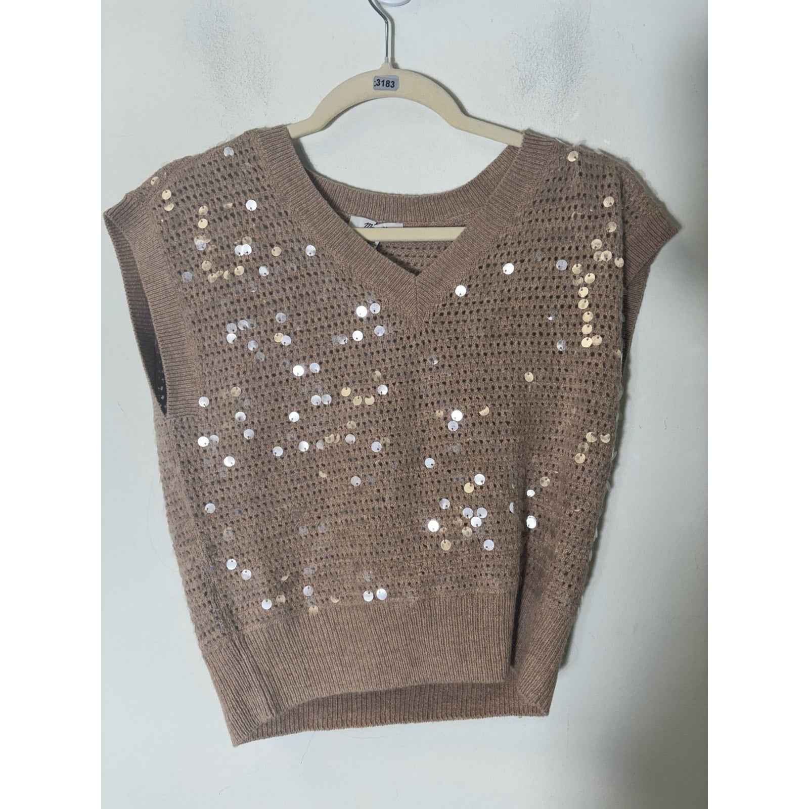 Madewell Tan Knit Sleeveless V-Neck Sweater Sz XS