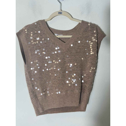 Madewell Tan Knit Sleeveless V-Neck Sweater Sz XS