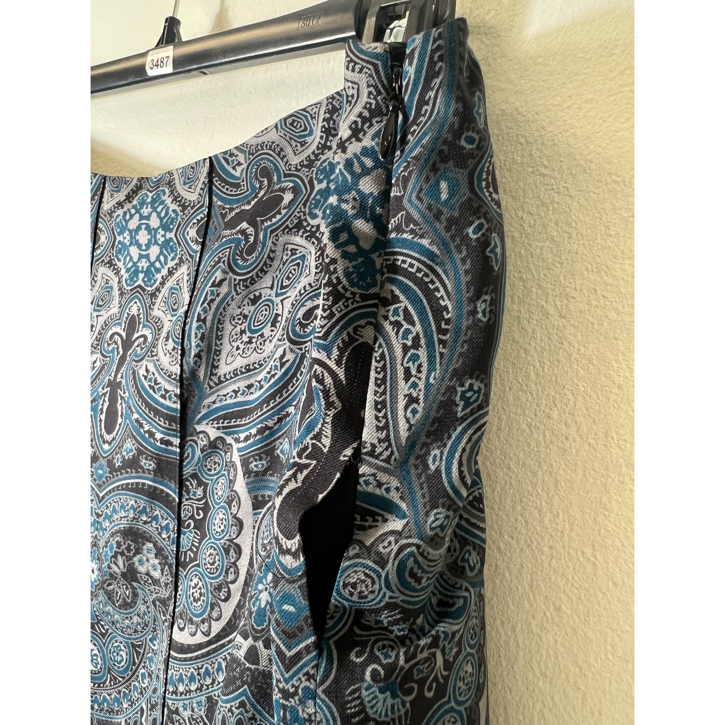 Ann Taylor Blue Black Paisley A Line Skirt Sz 10P