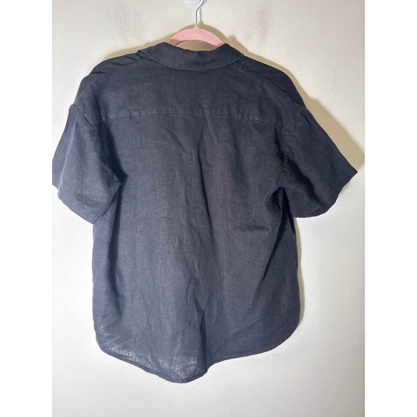 Neu Nomads Black Linen Button Up Hi/Low Hem Top Sz S