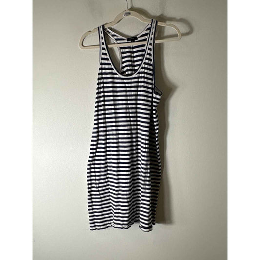 J. Crew Navy White Stripe Cotton Racerback Tank Dress Sz L