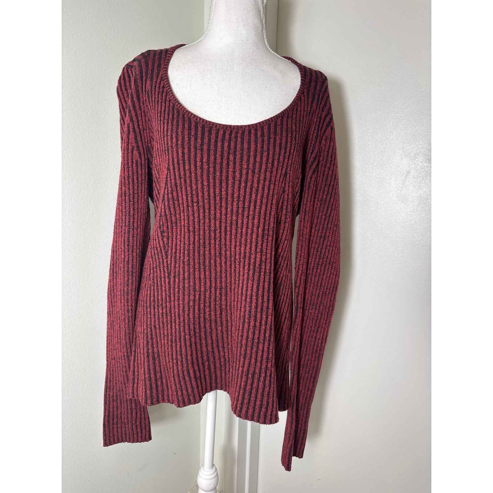 Proenza Schouler Black and Red Scoop Neck Sweater Sz XL