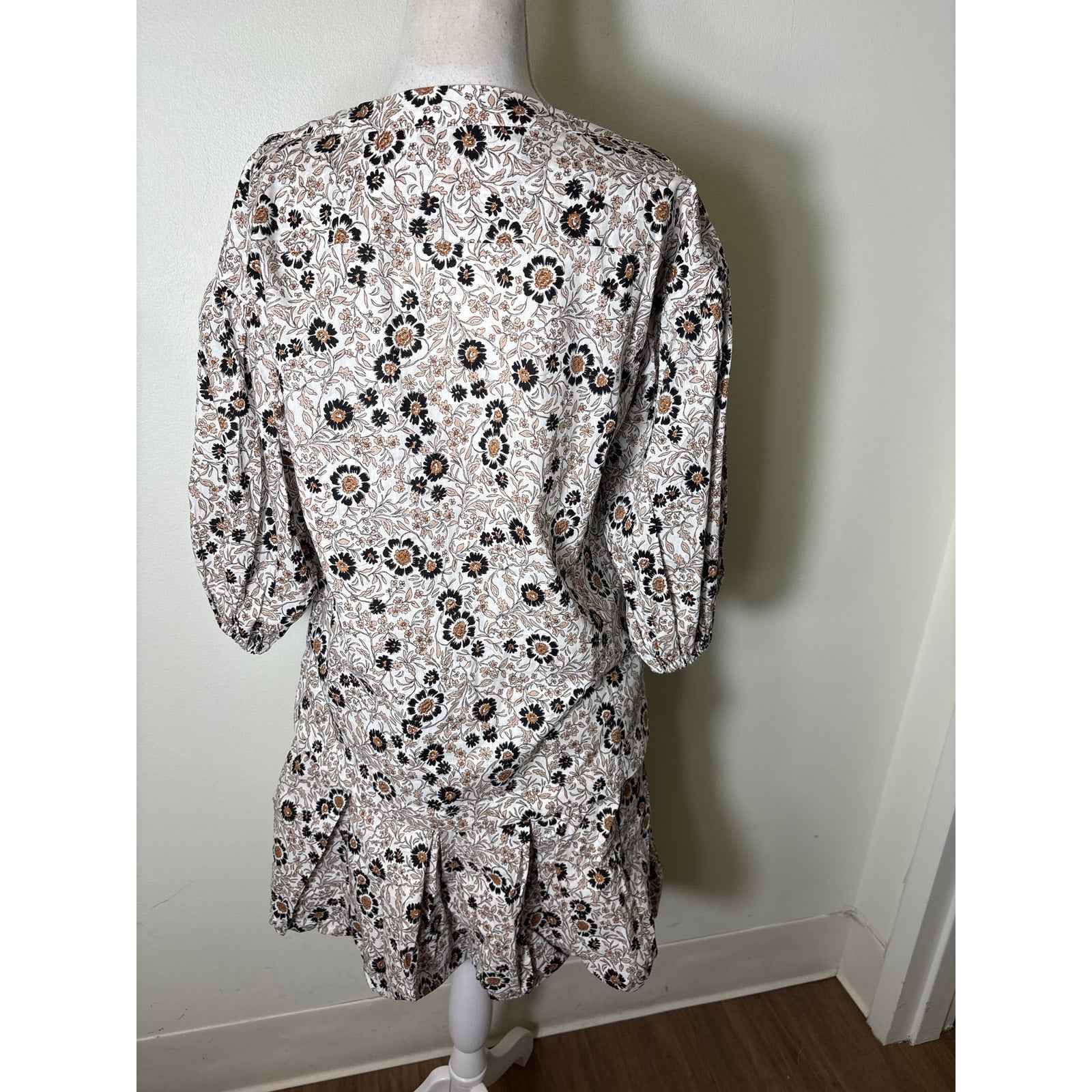 Buru Black and Brown Floral Long Sleeve Top and Mini  Skirt Set Sz S