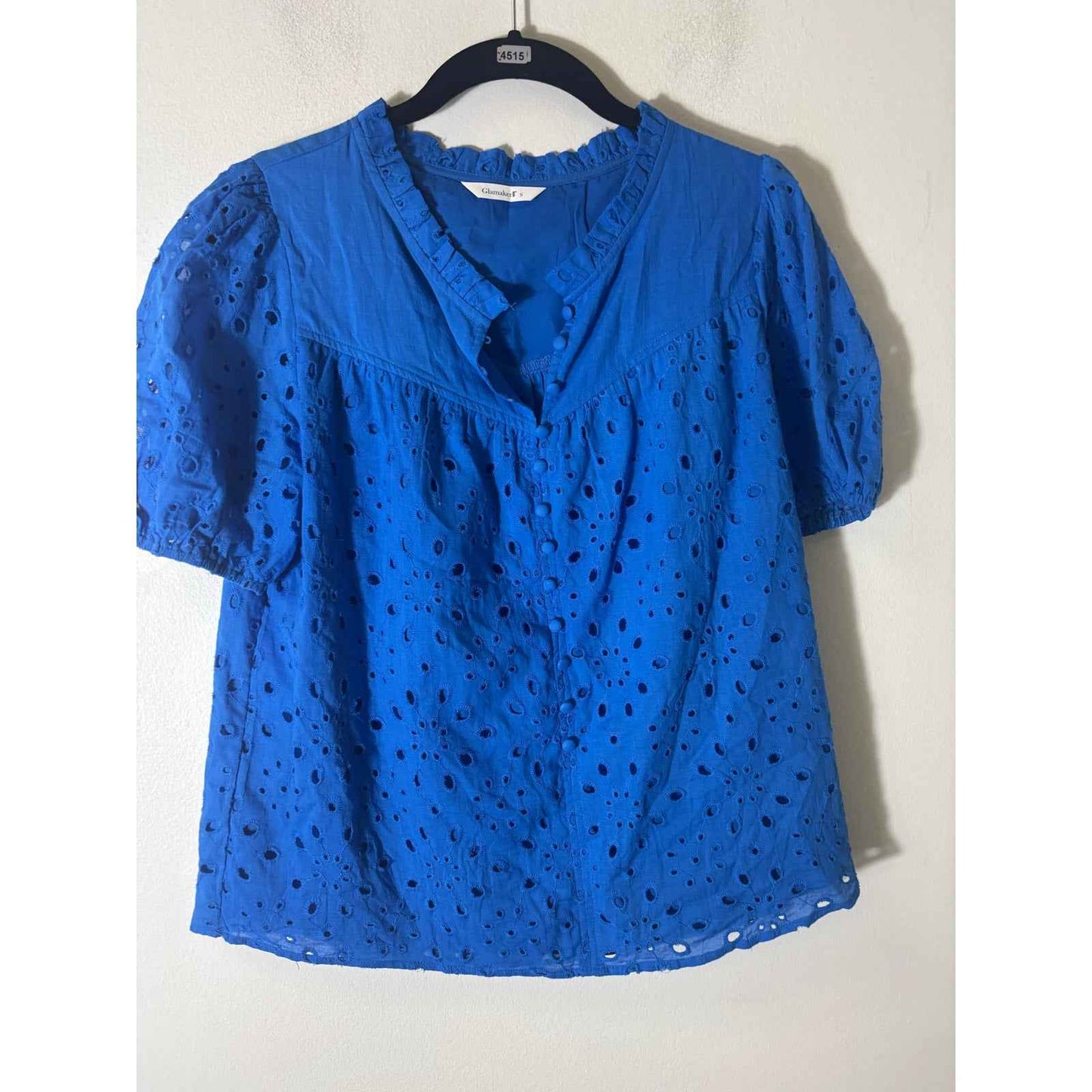 Glamaker Cobalt Blue Eyelet Top Sz S