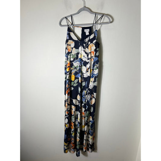 Nicole Miller Navy Floral Floor Length Flowy Special Occasion Dress Sz XS