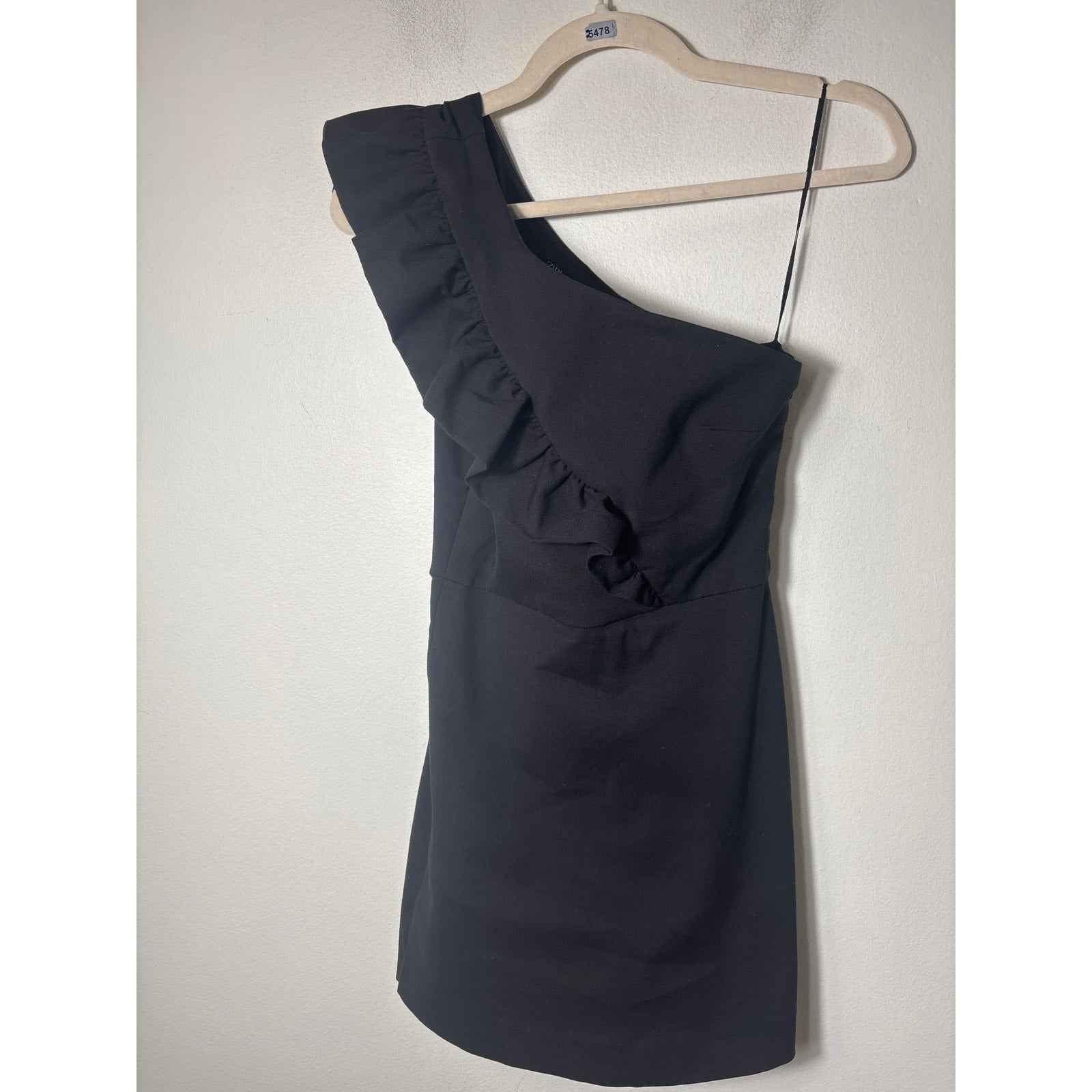 Zara Black One Shoulder Ruffle Mini Sz XS