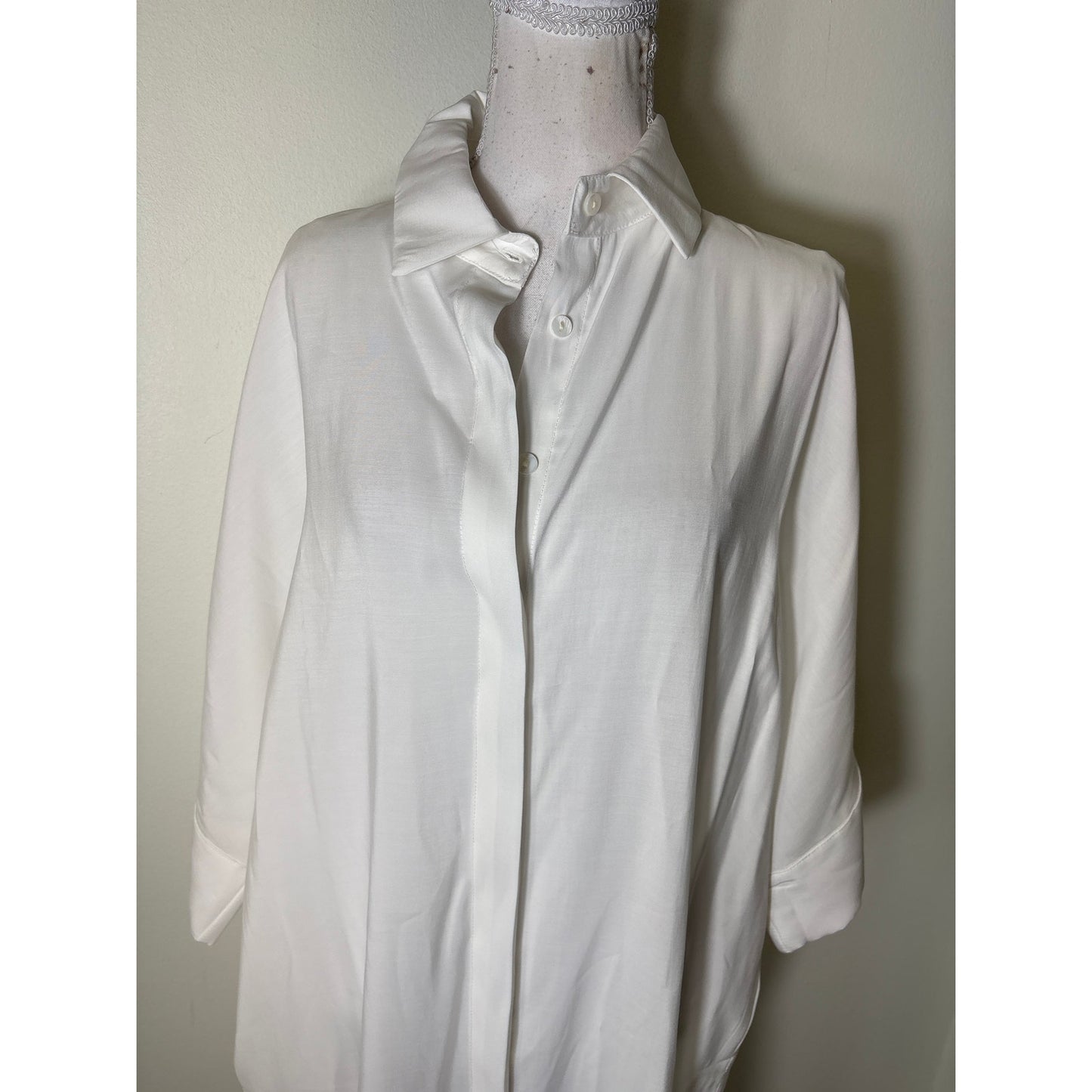 Bognar Blu White Button Up Shirt Maxi Dress Sz L