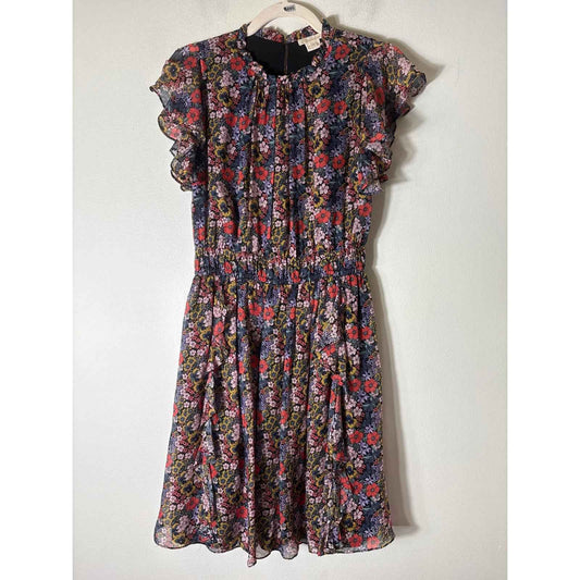 Shoshanna Mulitcolor Floral Flutter Sleeve Knee Length Dress Sz 4