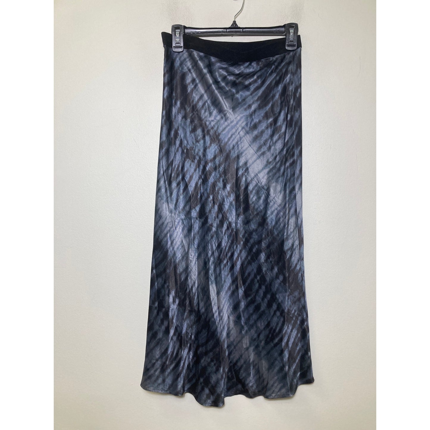 Rails Black and Blue Satin Bias Midi Skirt Sz S