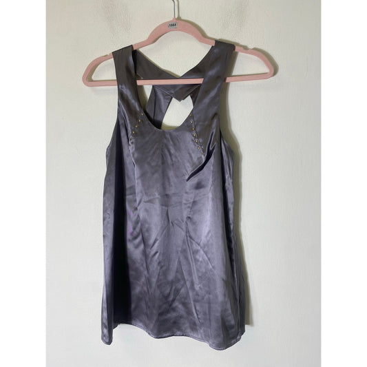 NWT Lauren Moffatt Gray Sleeveless Silk Top Sz S