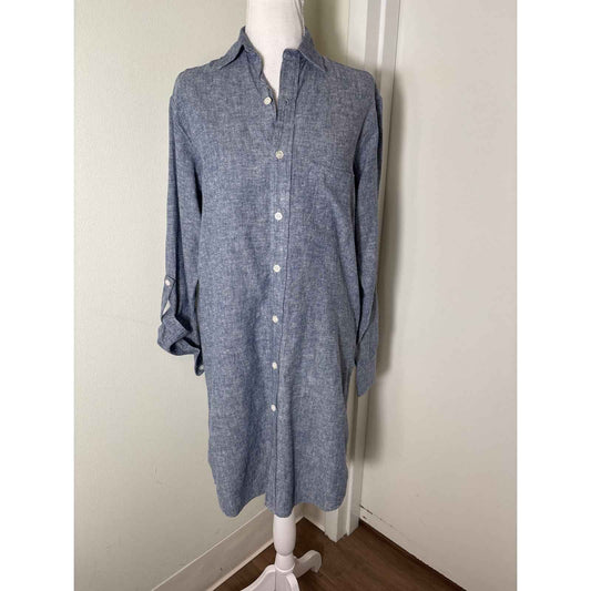 Emily Phillips Nashville Blue Long Sleeve Knee Length Shirt Dress Sz 3
