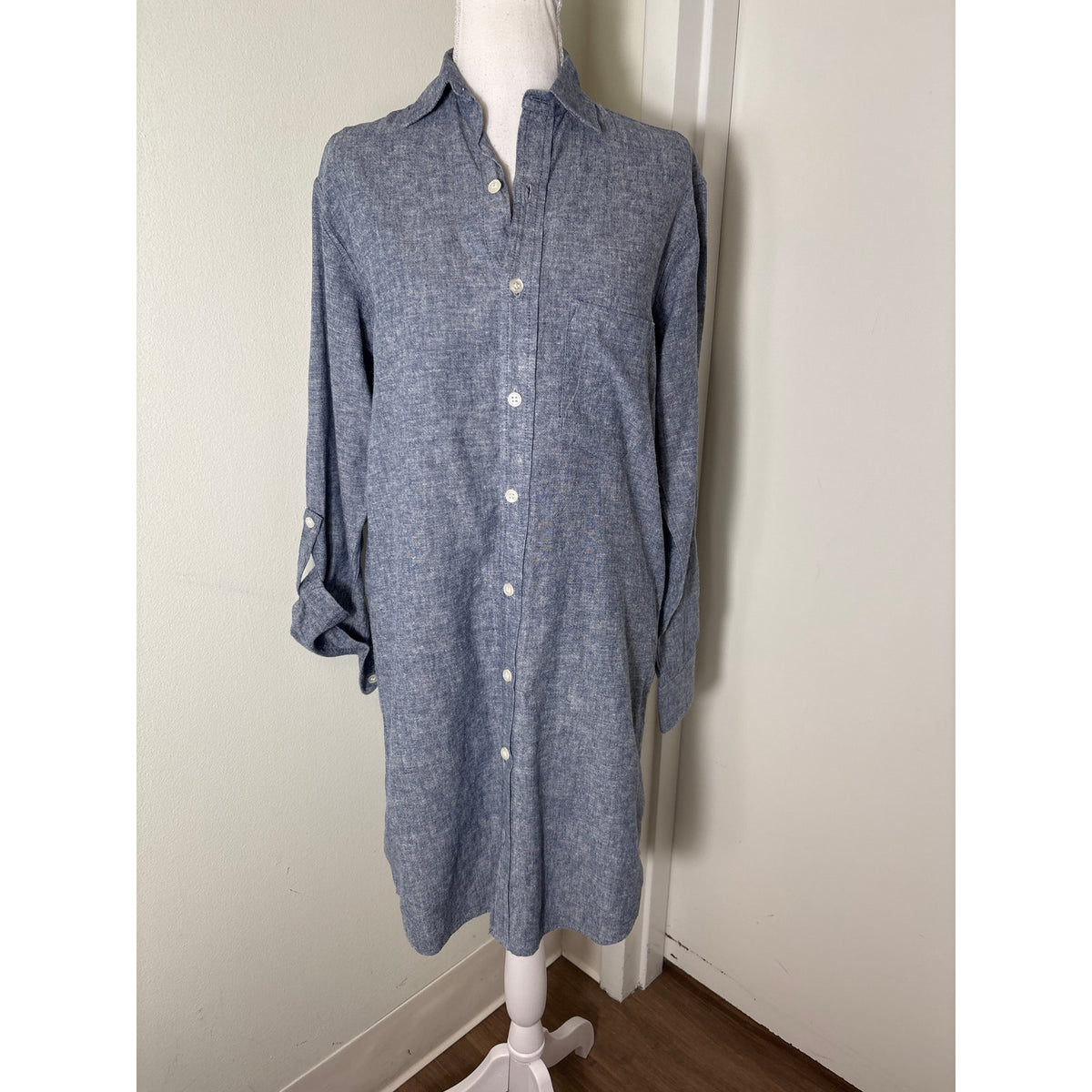 Emily Phillips Nashville Blue Long Sleeve Knee Length Shirt Dress Sz 3